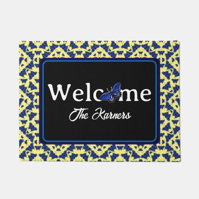 Tapete Borboletas Azuis em Padrão Divertido Reproduzível  (Frente)