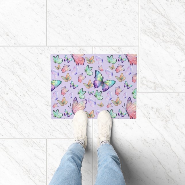 Tapete Borboletas de Aquarela Púrpura Sem Costura (Interior)