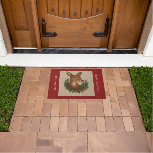 Tapete Bordado russo Deer & Holiday Greens Natal