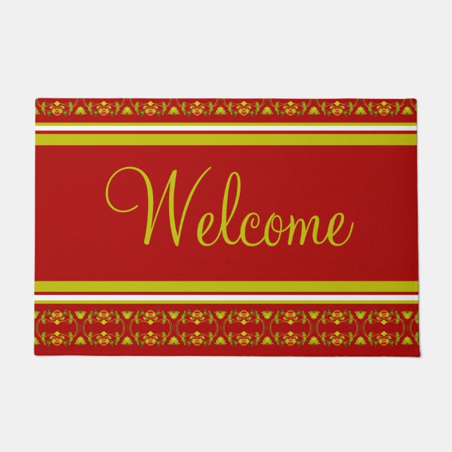 Tapete Borgonha e Verde limão e Amarelo (Frente)