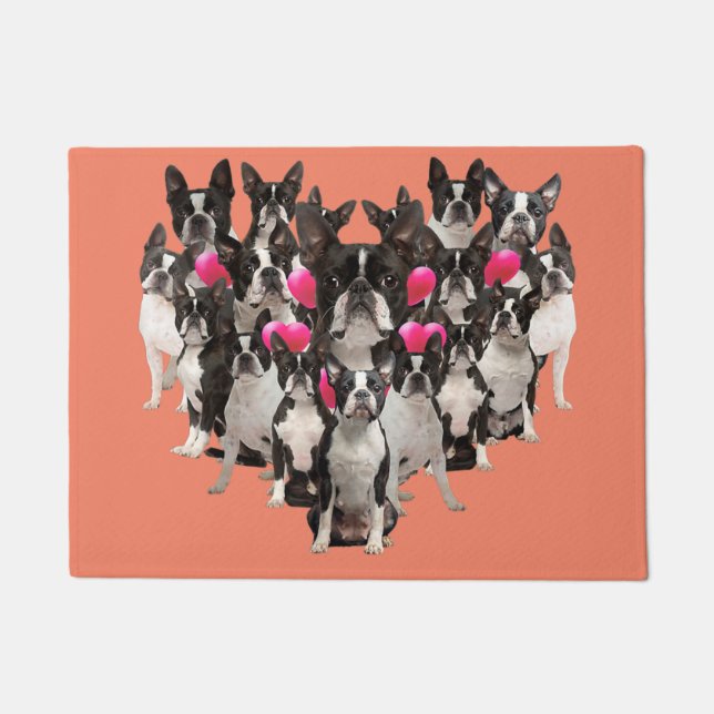 Tapete Boston Terrier, Boston Terrier pai, amante de cach (Frente)