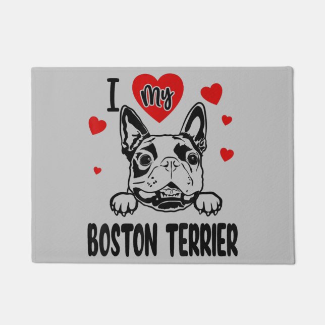 Tapete Boston Terrier, Boston Terrier pai, amante de cach (Frente)