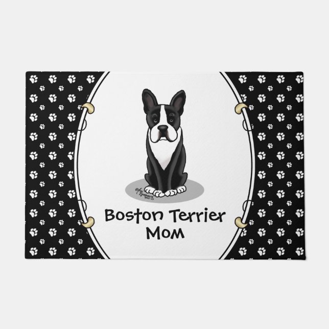 Tapete Boston Terrier Mãe (preto) - Cachorro bonito (Frente)