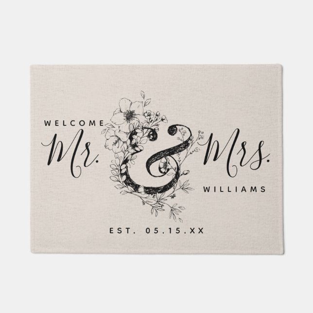 Tapete Botânico Ampersand Newlywn Sr. & Sra. Name Est. (Frente)