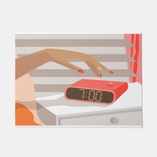 Tapete Botão de snooze do despertador da mão das mulheres
