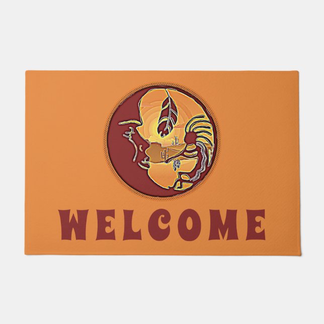 Tapete Botão Paisagem - Lua Kokopelli Feather 1 (Frente)