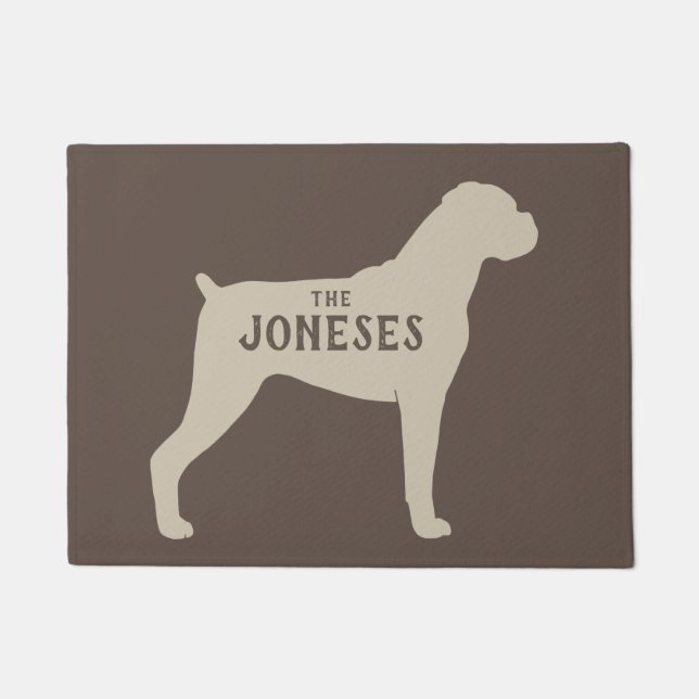 Tapete Boxer Dog Silhouette Welcome Mat Custom (Frente)