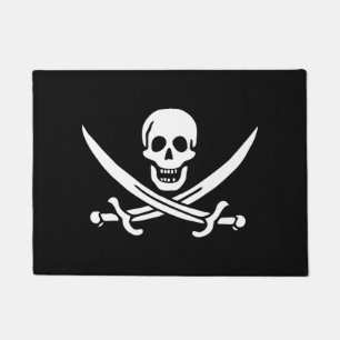 Tapete Branca, Bandeira Pirata Calico Jack, Caveira e Cut
