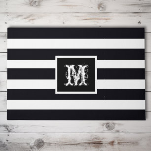 Tapete Branco Elegante Preto Elegante Inicial Monograma M