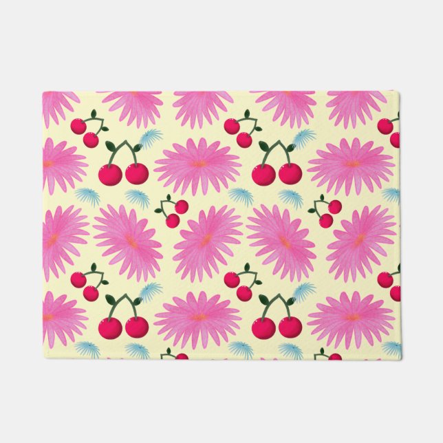 Tapete Bright Pink Floral Cherry Pattern | Cute Kawaii  (Frente)