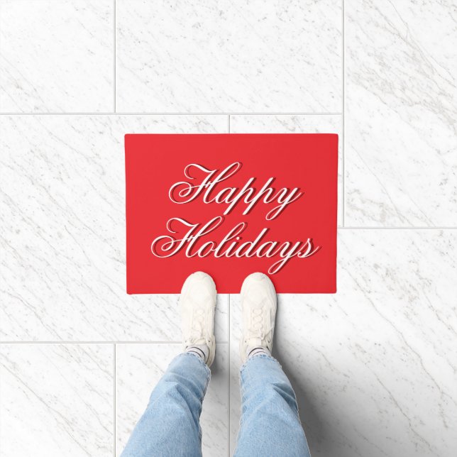 Tapete Bright Red Plain Elegant Happy Holidays Message (Interior)