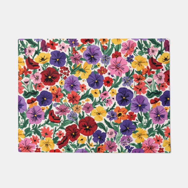 Tapete Bright Spring Pansies Floral Garden Pattern (Frente)