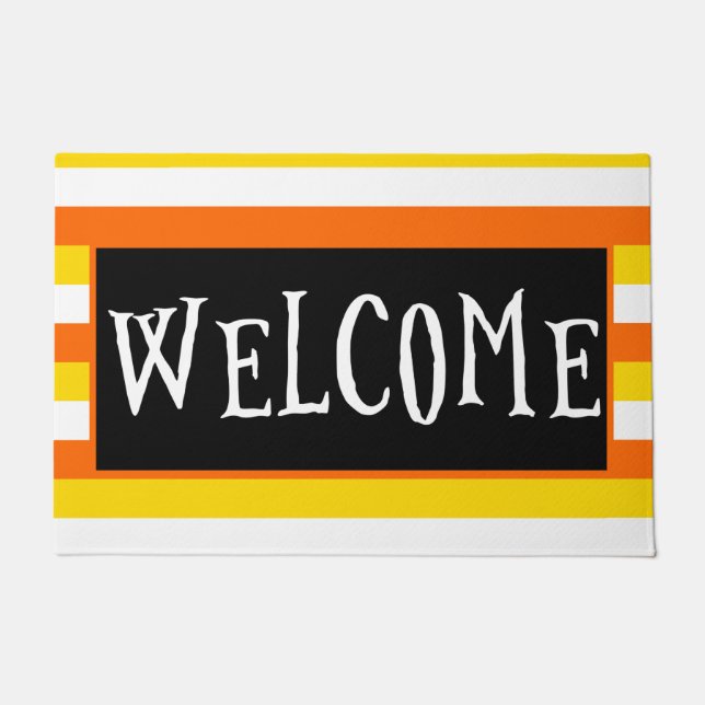 Tapete Brincadeira, Milho Laranja, Black Halloween Bem-vi (Frente)