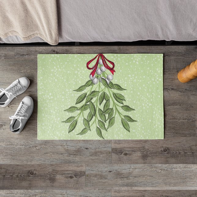 Tapete Brincadeiras de Natal Curiosas (Simple Christmas holiday greenery mistletoe berries doormat)