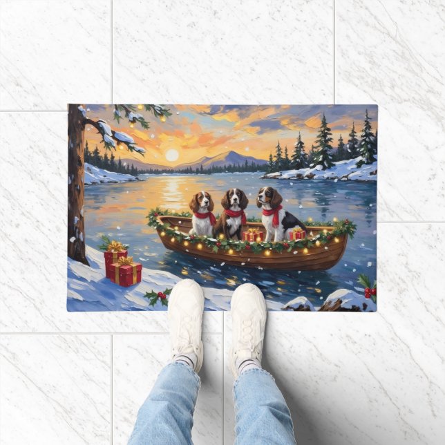 Tapete Brittany Spaniel Christmas Boat Holiday (Interior)