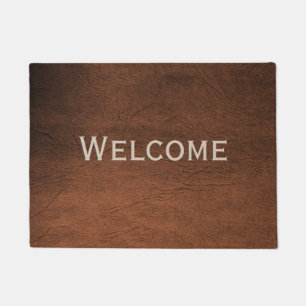 Tapete Brown Leather Olhe bem-vindo Mat