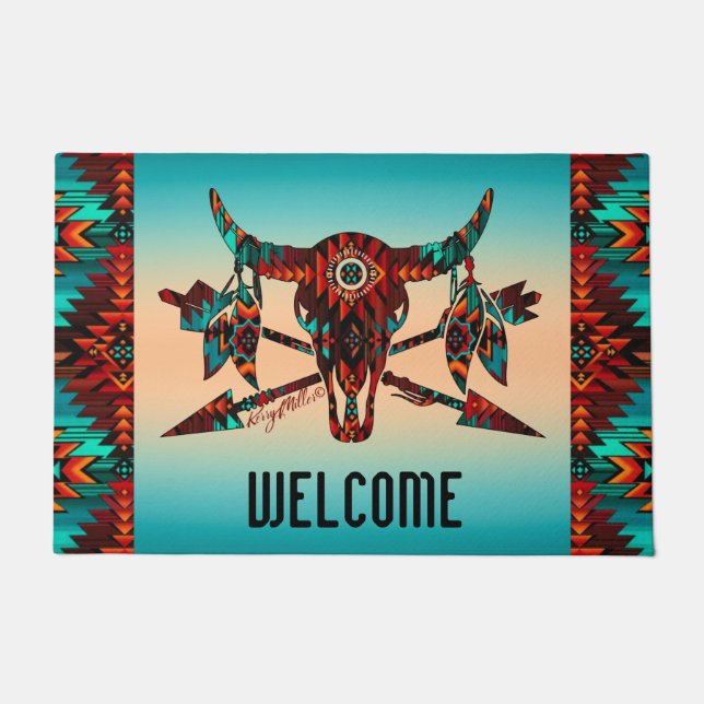 Tapete Búfalo - Caveira E Porta De Seta (Frente)