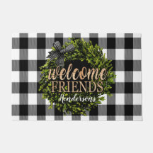 Buffalo Check Black and White Boxwood Wreath