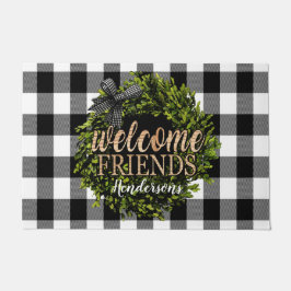 Tapete Buffalo Check Black and White Boxwood Wreath