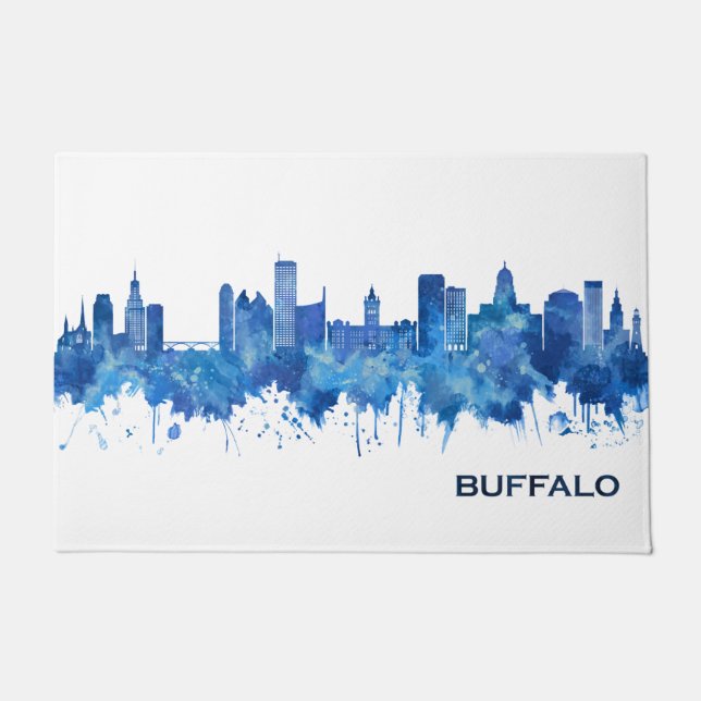 Tapete Buffalo New York Skyline Blue (Frente)