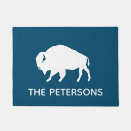 Tapete Buffalo Silhouette Personalizado Azul e Branco