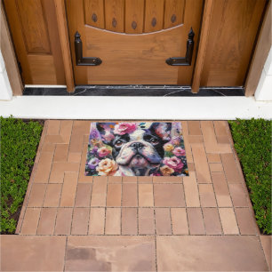 Tapete Buldogue francês com pintura impressionista Rosa