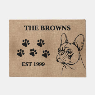 Tapete Buldogue Francês e Nome Personalizado da Família B