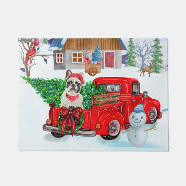 Tapete Buldogue Francês No Parto De Natal (Frente)