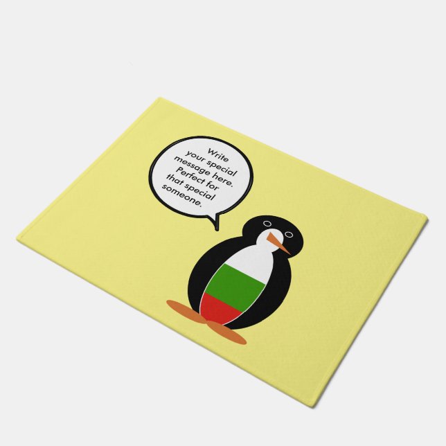 Tapete Búlgara falando Sra. Penguin Personalizada (Inclinado)