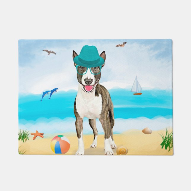 Tapete Bull Terrier Dog na praia (Frente)
