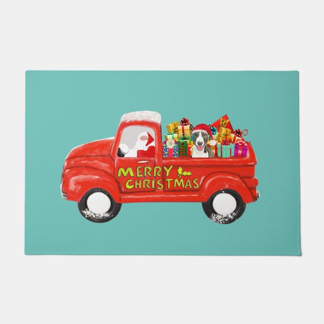 Tapete Bull Terrier Dog no Caminhão de Parto de Natal (Frente)