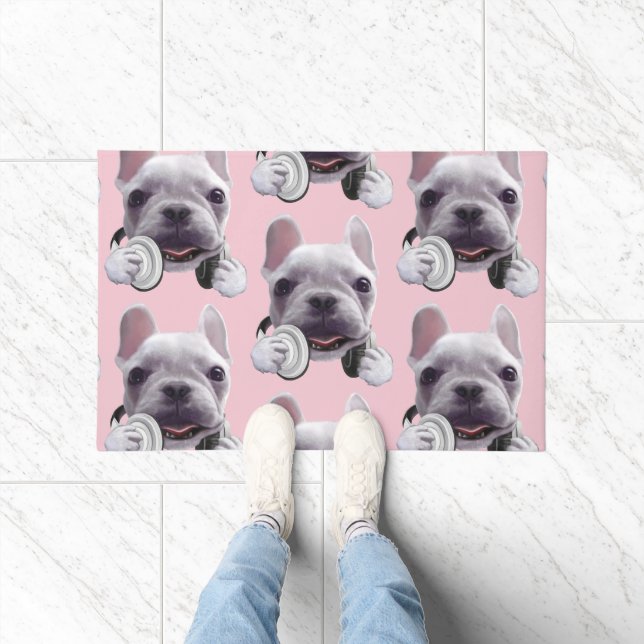Tapete Bulldog Francês com Ilustração de Fones de ouvido (Interior)