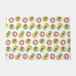 Tapete Bulldog Francês Em Padrões De Piscina De Fruta