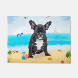 Tapete Bulldog francês na praia