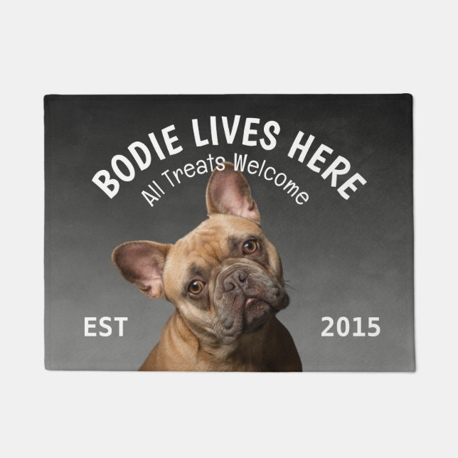 Tapete Bulldog Francês Personalizado Portão do Pão do Cão (Frente)