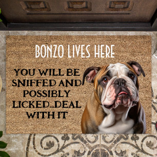 Tapete Bulldog personalizou uma porta engraçada