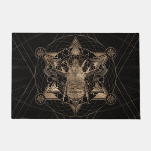 Tapete Bumble a abelha na geometria sagrado - preto e