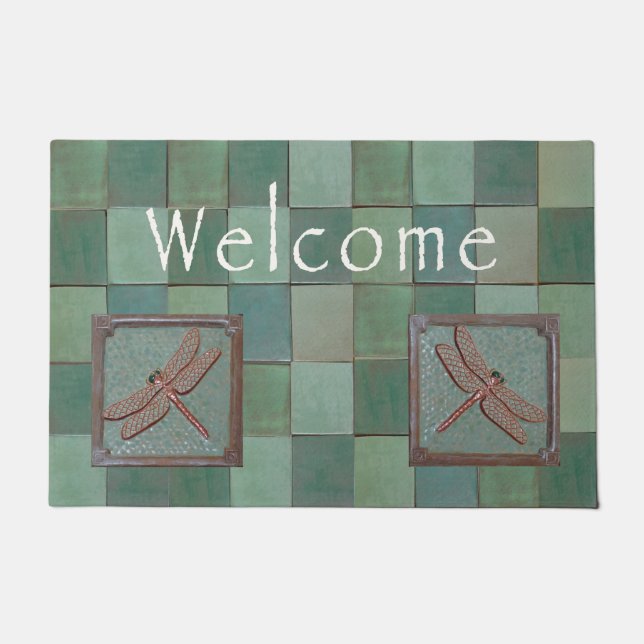 Tapete Bungalow Door Mat com azulejos Dragonfly (Frente)