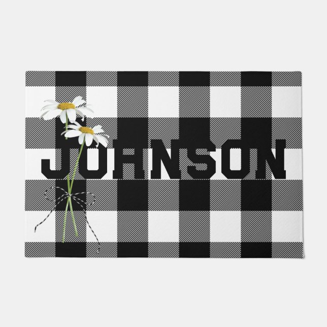 Tapete Buquê Daisy com nome na Xadrez de Buffalo (Frente)