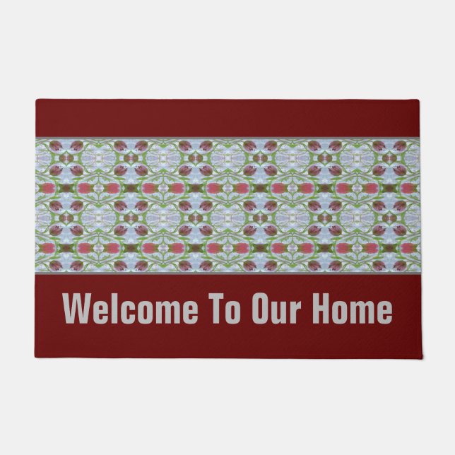 Tapete Burgundy do Designer com Detalhes Padrão (Frente)