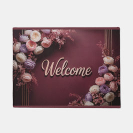 Tapete Burgundy Floral Welcome Mat