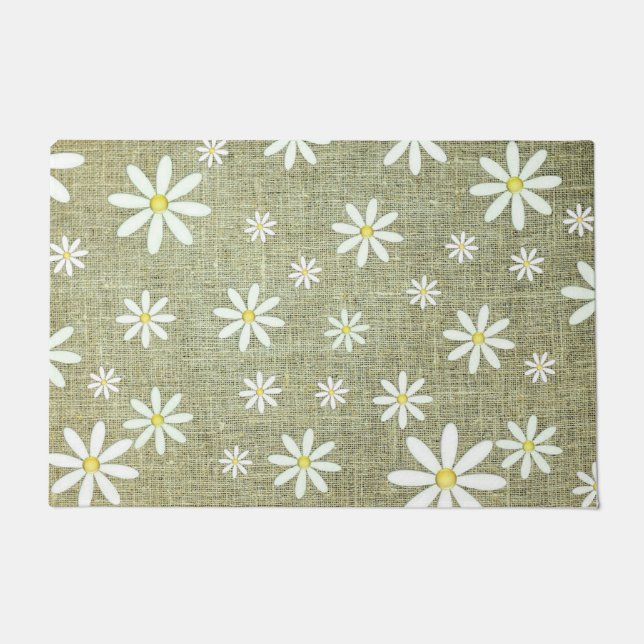 Tapete Burlap Daisy Door Mat (Frente)