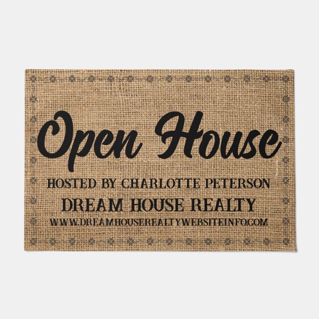 Tapete Burlap Real Estate Agent Realtor Open House (Frente)
