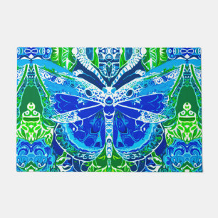 Tapete Butterfly e Medallion Batik Padrões em Azul