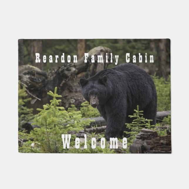 Tapete Cabine da família Black Bear Forest, Rustic, Welco (Frente)