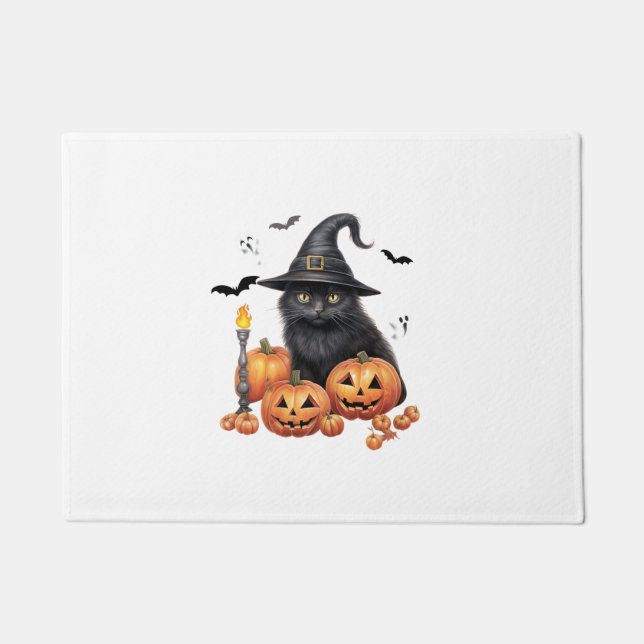 Tapete Cabra Negra Bonita, Bruxa de Chapéu Abóbora Pumpki (Frente)