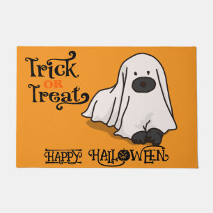 Tapete Cachorro Branco Cujo Fantasma Laranja De Halloween
