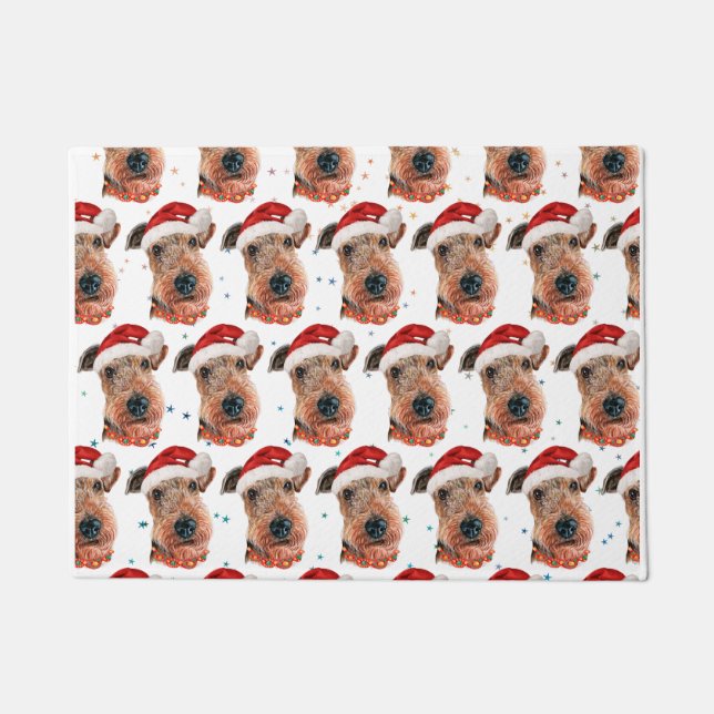 Tapete Cachorro da Raça Airedale Terrier Natal (Frente)