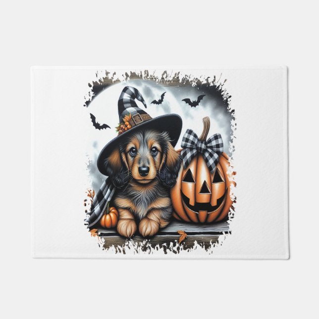 Tapete Cachorro Dachshund no Halloween (Frente)