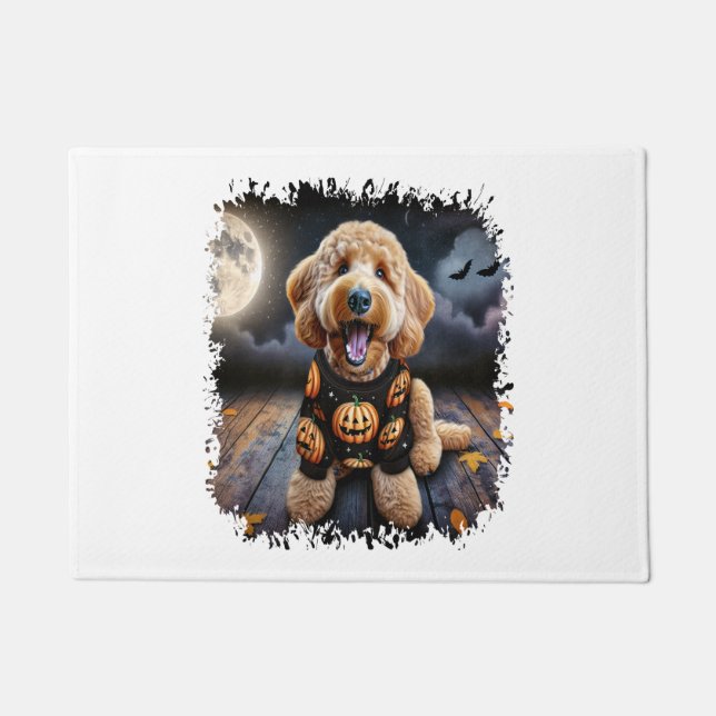 Tapete Cachorro de Goldendoodle Halloween (Frente)